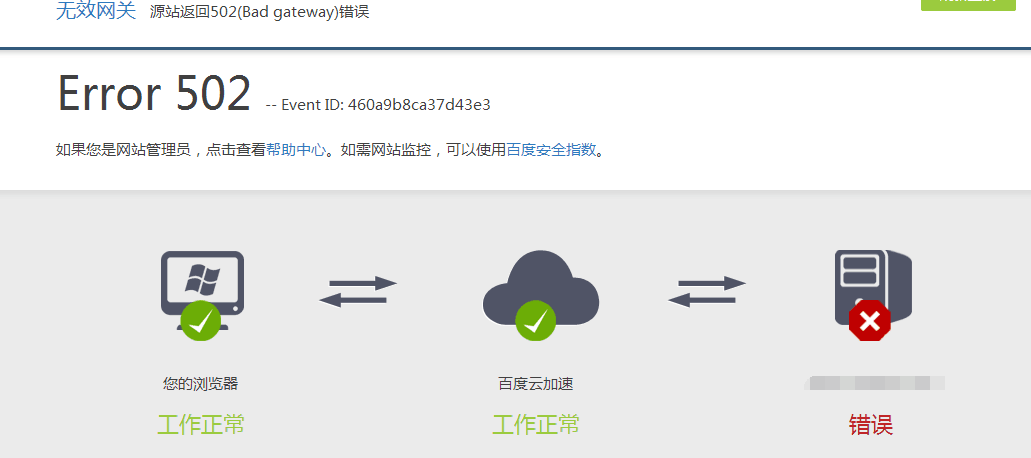 百度云加速提示：源站返回502（bad gateway）錯(cuò)誤原因分析